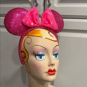 Disney Fuchsia Sequin Bow & Glitter Minnie Ears Imagination Headband